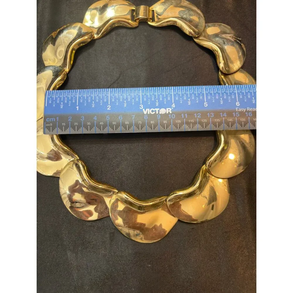 Vintage Runway Gold Tone Statement Necklace 152g 16.5”